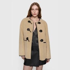 NWT Rebecca Minkoff womens Shearling Toggle Sherpa Coat Wool Blend Coat Size XL